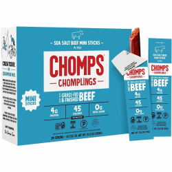 CHOMPS Chomplings Sea Salt Beef Jerky Sticks - 0.50 oz - 24 / Pack
