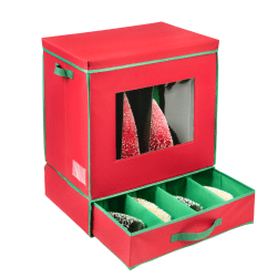 Honey Can Do Holiday Decorations Storage Box With Handles, 23"H x 20"W x 13-1/2"D, Red