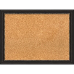 Amanti Art Rectangular Non-Magnetic Cork Bulletin Board, Natural, 32" x 24", Accent Bronze Narrow Frame