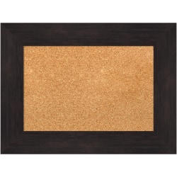 Amanti Art Rectangular Non-Magnetic Cork Bulletin Board, Natural, 24" x 18", Furniture Espresso Plastic Frame