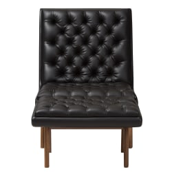 Baxton Studio Yasin Chair And Ottoman Set, Black/Walnut