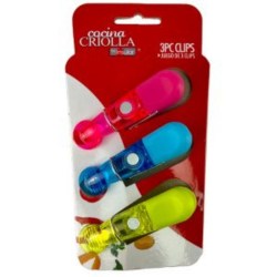 Cocina Criolla Bag Clip Set, Gray, Set Of 3 Clips
