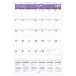 AT-A-GLANCE® Academic 2026-2027 Monthly Wall Calendar, Large, 15 1/2" x 22 3/4"