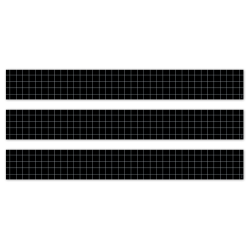 Creative Teaching Press EZ Border, 3" x 24" Strips, Core Decor Window Pane on Black, 48 Feet Per Pack, Set Of 3 Packs