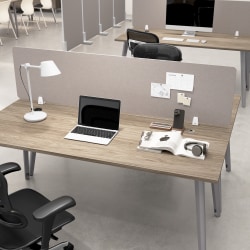 WorkPro® Motiva Desktop Privacy Screen, 18-1/8"H x 70"W x 2"D, Warm Beige, Standard Delivery