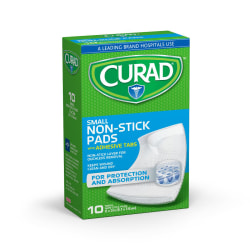CURAD® Sterile Nonstick Adhesive Pads, 2" x 3", White, 10 Bandages Per Pack, Case Of 12 Packs