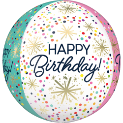 Amscan Birthday Foil Balloon, Circle, 16", Orbz Confetti Sprinkle