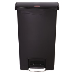 Rubbermaid® Slim Jim Step-On Resin Front Step Wastebasket, 13 Gallons, Black