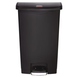 Rubbermaid® Slim Jim Step-On Resin Front Step Wastebasket, 18 Gallons, Black