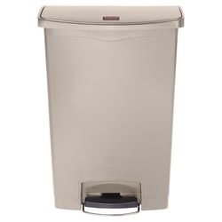 Rubbermaid® Slim Jim Step-On Resin Front Step Wastebasket, 24 Gallons, Beige