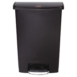 Rubbermaid® Slim Jim Step-On Resin Front Step Wastebasket, 24 Gallons, Black