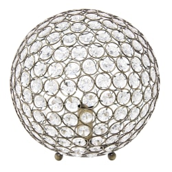Lalia Home Elipse Glamorous Crystal Orb Table Lamp, 10"H, Crystal/Antique Brass