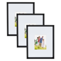 Uniek Kate And Laurel Calter Modern Wall Picture Frame Set, 21 1/2" x 17 1/2" With Mat, Black, Set Of 3