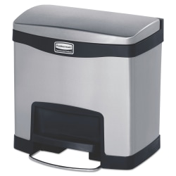 Rubbermaid® Commercial Slim Jim® Stainless Steel Step-On Container, 4 Gallonw, 15-3/4" x 15-3/4", 12", Black