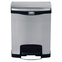 Rubbermaid Commercial 1901985 Slim Jim Step-on - 30L/8G Stainless Steel Front Step Black - 7.93 gal Capacity - 1901985