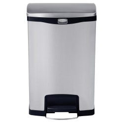 Rubbermaid® Slim Jim Step-On Stainless Steel Front Step Container, 13 Gallons, Black