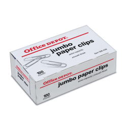 Office Depot® Brand Paper Clips, Jumbo, Silver, Box Of 100 Clips