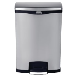 Rubbermaid® Slim Jim Step-On Stainless Steel Front Step Container, 24 Gallons, Black