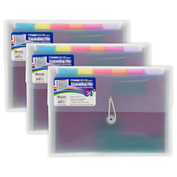 BAZIC Products Poly Expanding File, 7-Pocket, Letter Size, Rainbow, Pack Of 3