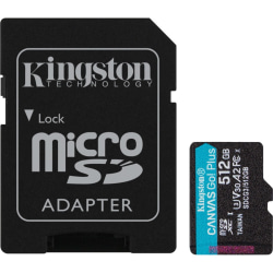 Kingston Canvas Go! Plus SDCG3 512 GB Class 10/UHS-I (U3) microSDXC - 170 MB/s Read - 90 MB/s Write - Lifetime Warranty