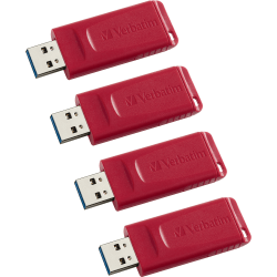 Verbatim Store 'n' Go USB Flash Drives - 16 GB - USB 2.0 - Red - 4 / Carton