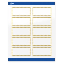 Avery® Printable Labels With Sure Feed® Technology, S00-DJH-PRWGP10, Rectangle, 2" x 4", Glossy White, Preprinted Gold Beads Design, Pack Of 100