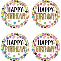 Teacher Created Resources Wear 'Em Badges, Confetti Happy Birthday, 32 Per Pack, Set Of 6 Packs
