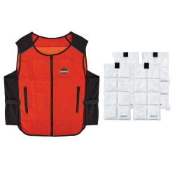 Ergodyne 6260 Lightweight Phase Change Cooling Vest And Packs, 2XL/3XL, Orange, Total Qty 1