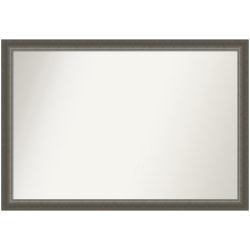 Amanti Art Non-Beveled Rectangle Framed Bathroom Wall Mirror, 27" x 39", Domus Dark Silver