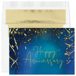 Custom Full-Color All Occasion Cards And Foil Envelopes, 7-7/8" x 5-5/8", Golden Streamers, Box Of 25 Cards