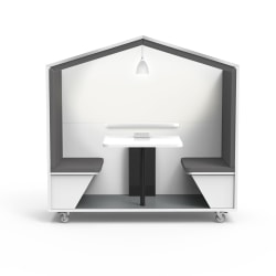 Nook POD Huddle 2-Person Workspace Pod, White/Gray, 78"W x 77"H