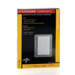 Medline Stratasorb Composite Island Dressings, 6" x 7 1/2", White, Box Of 10