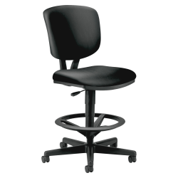 HON® Volt Bonded Leather Task Stool, Extended Height And Foot Ring, Black