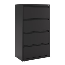 WorkPro® 30"W x 18-5/8"D Lateral 4-Drawer File Cabinet, Black