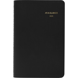 2025 AT-A-GLANCE® 24-Hour Daily Appointment Book Planner, 5" x 8", Black, January To December, 7020305