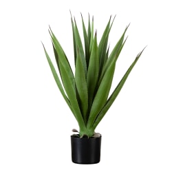 Nearly Natural 28"H Artificial Agave Plant, 28"H x 12"W x 12"D, Green/Black