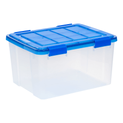 Iris Ultimate Weathertight Storage Box, 19-5/8"L x 16-3/16"W x 14-1/4"H, 44 Qt, Clear