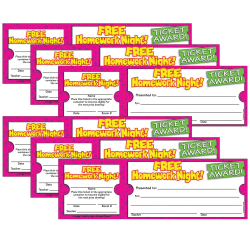 Scholastic Teaching Solutions Ticket Awards, Free Homework Night!, 100 Per Pack, Set Of 6 Packs