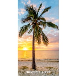 2025 Willow Creek Press 2-Year Monthly Checkbook/Calendar, 3-1/2" x 6-1/2, Tropical Beach Paradise, January 2025 To December 2026, 47071