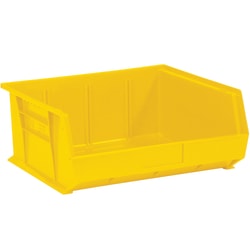 Partners Brand Plastic Stack & Hang Bin Boxes, Medium Size, 14 3/4" x 16 1/2" x 7", Yellow, Pack Of 6