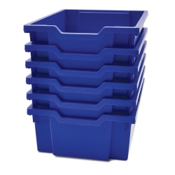 Gratnells Deep F2 Tray, Heavy Duty School, Industrial & Utility Bins, 12.3" x 16.8" x 5.9", Royal Blue, Pack Of 6