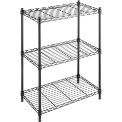 Whitmor Storage Rack, 3 Tier(s), 29.9"H x 23.2"W x 13.1"L, Floor, Heavy Duty, Adjustable Leveler, Durable, Black, Steel