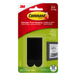 Command Medium Picture Hanging Strips, 4-Pairs (8-Command Strips), Damage-Free, Black