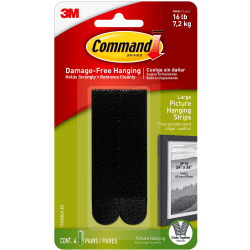 Command Large Hanging Strips, 4-Pairs (8-Command Strips), Damage-Free, Black