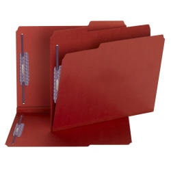 Smead® Color Pressboard Fastener Folders With SafeSHIELD® Coated Fasteners, Letter Size, 1/3 Cut, Bright Red, Box Of 25