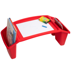 Mind Reader Sprout Collection Plastic Lap Desk with Side Storage Pockets, 8-1/2" H x 10-3/4" W x 22-1/4" D, Red, KIDLAP-RED