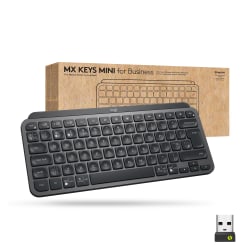 Logitech MX Keys Mini for Business (Graphite) - Wireless Connectivity - Bluetooth - 32.81 ft - 2.40 GHz Easy-Switch Hot Key(s) - ChromeOS - Computer, Smartphone, Notebook, Tablet, iPad - PC, Mac - Graphite