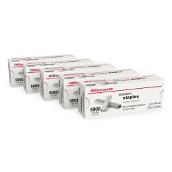 Office Depot® Brand Standard Staples, 1/4", 5,000 Staples Per Pack, Box Of 5 Packs