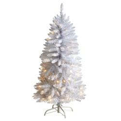 Nearly Natural Slim Artificial Christmas Tree, 4’H, White
