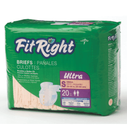 FitRight Ultra Briefs, Small, 20 - 33", Peach, 20 Briefs Per Bag, Case Of 4 Bags